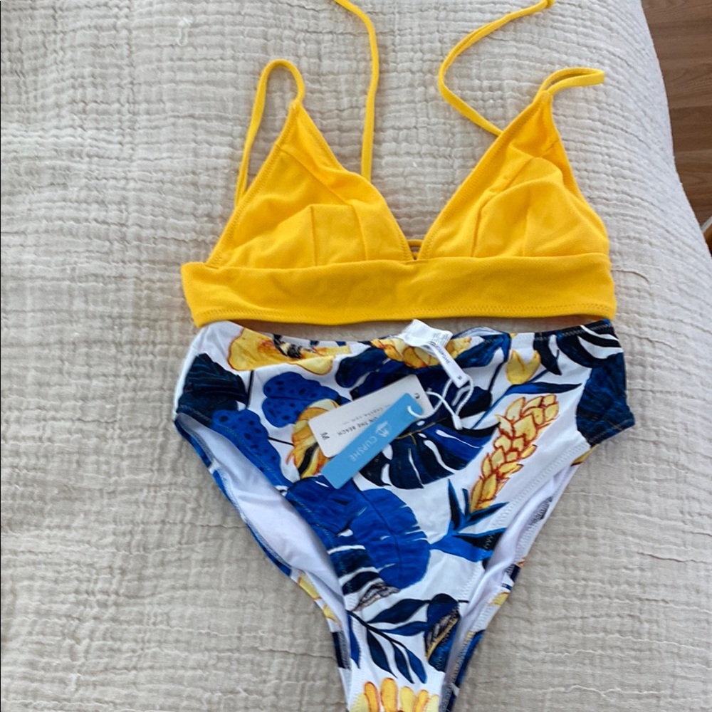 Cupshe Yellow and Blue Bikini